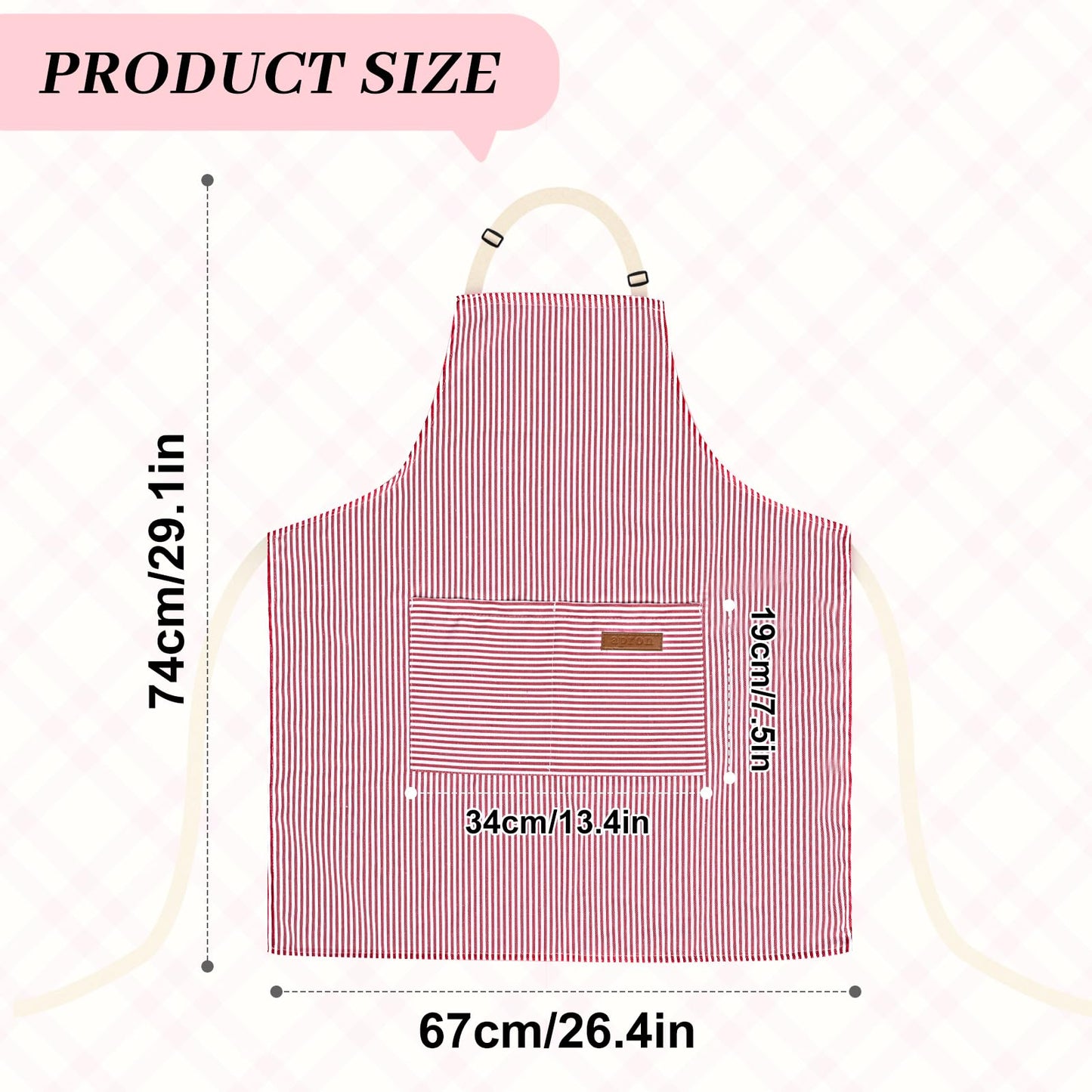 ZAIORD 2Pack Adjustable Kitchen Apron for Women Men with 2 Pockets,Cotton-Polyester Blend Bib Aprons for Cooking,Baking