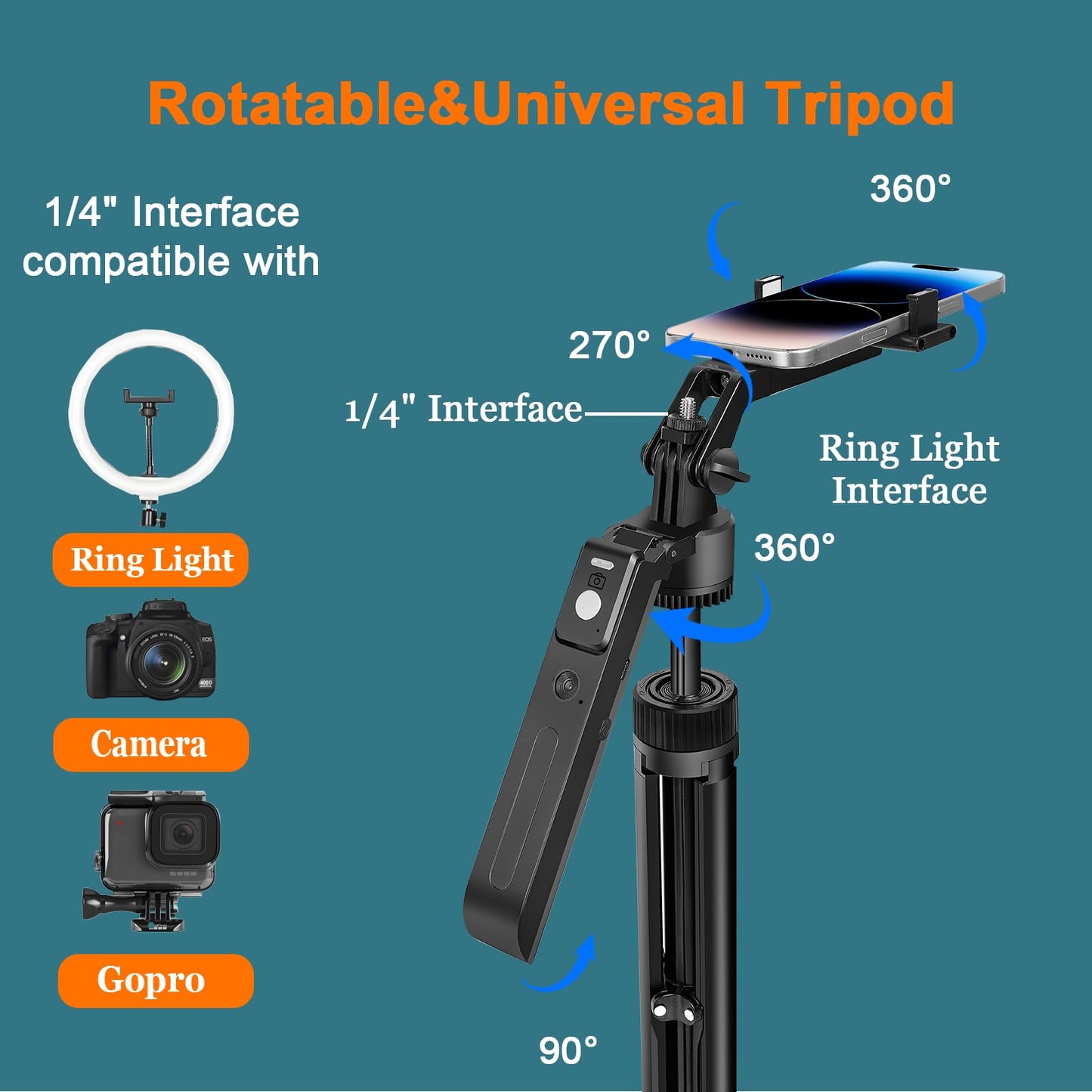 Litchitech 70.9 Auto Face Tracking Tripod For Iphone Anriod Phone,Vlogging Kit For Iphone,Content Creator Essentials,With Lig