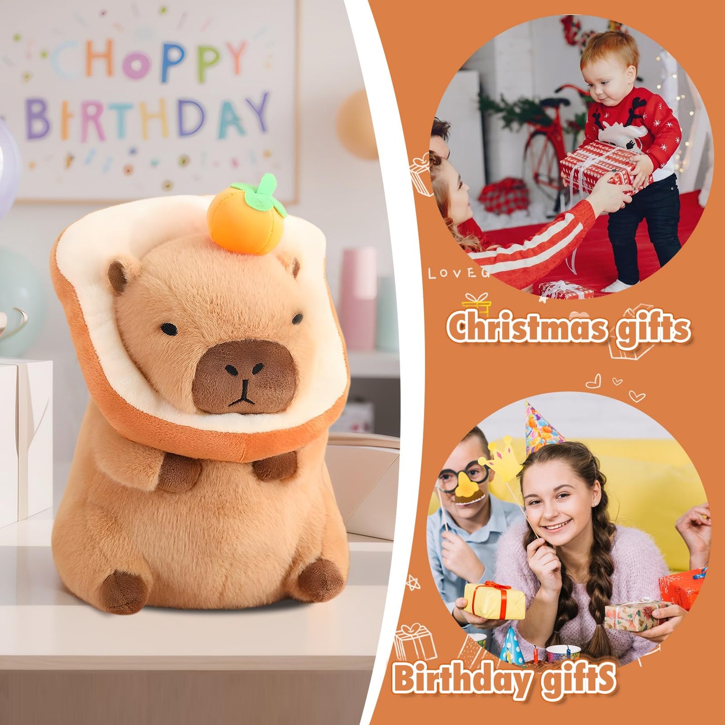 NXNYNZ 12 Inch Cute Capybara Plush Kawaii Soft Capybara Plush Doll Pillow with Bread Capybara Stuffed Aniamls Toys for Girls Children Adults Birthdays Valentines Gift (Capybara Stuffed Animals)