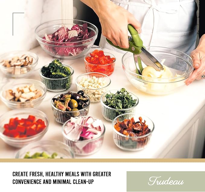 Trudeau Toss and Chop Salad Tongs, Stainless Steel - Multi-Function Salad Servers for Easy Tossing, Chopping, and Mixing - Durable and Ergonomic Design for Kitchen Use