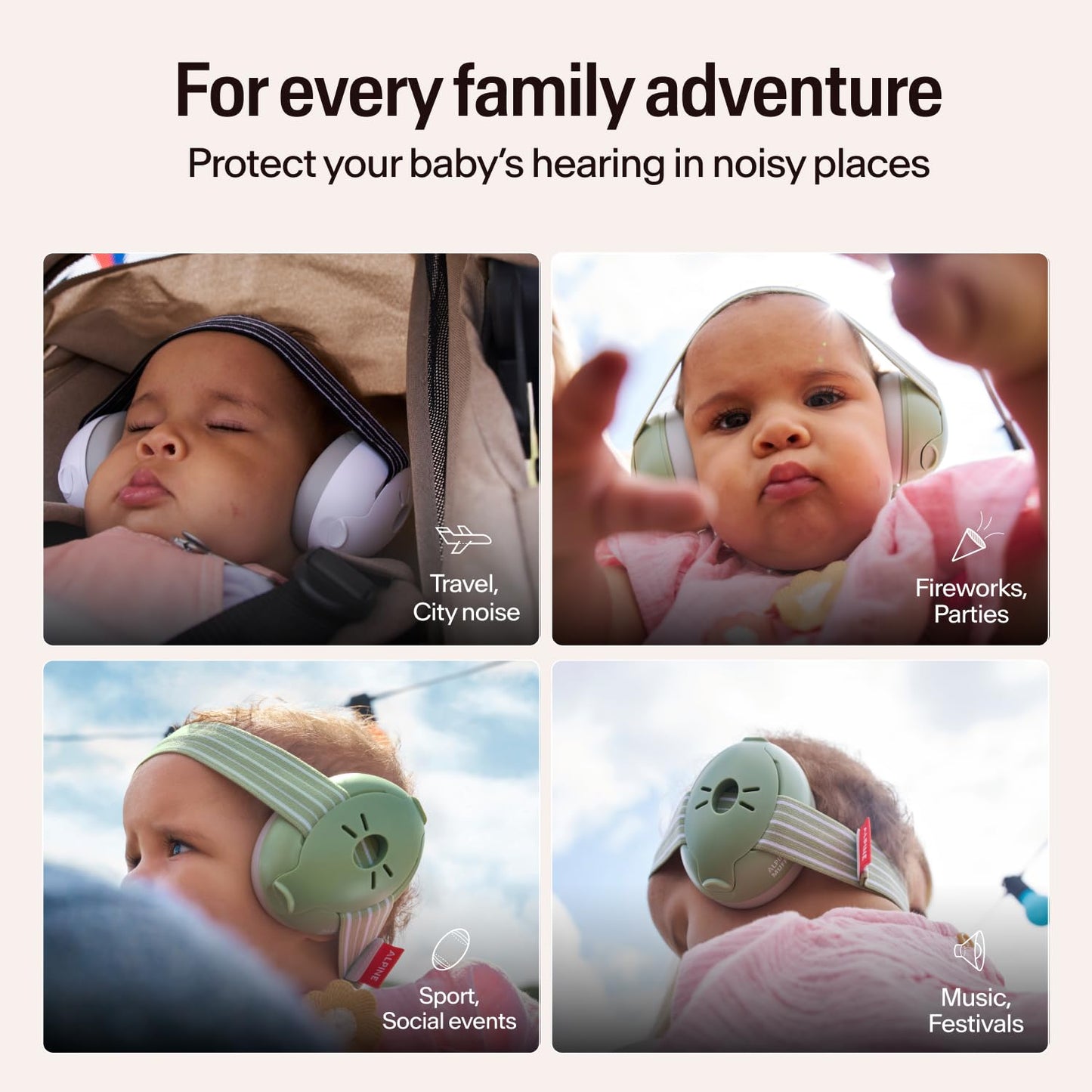 Alpine Muffy Baby Ear Protection for Babies and Toddlers up to 36 Months - CE & ANSI Certified - Noise Reduction Earmuffs - Comfortable Baby Headphones Against Hearing Damage & Improves Sleep - Black