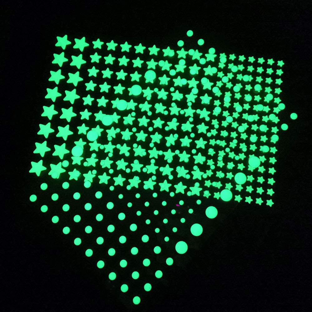 1230 PCS Glow in The Dark Stars Wall Stickers, 3D Adhesive Dots Decor Starry Sky Decor for Kids Bedroom or Birthday Gift,Beautiful Wall Decals (Green)