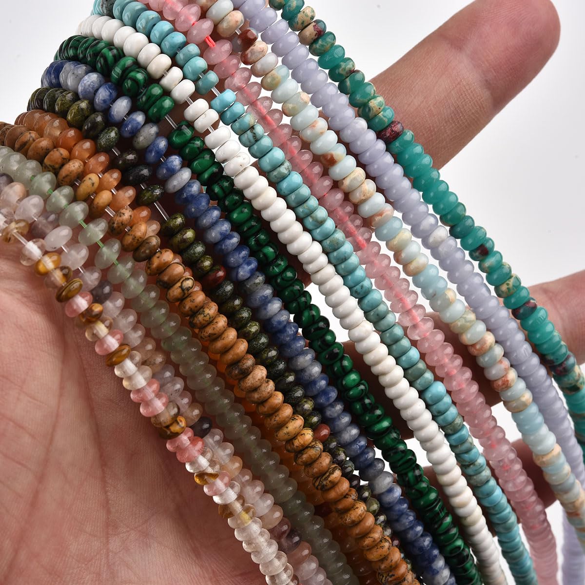 160pcs 4x2mm Blue Lace Agate Disk Rondelle Spacer Stone Semi Precious Gemstone Loose Beads for Jewelry Making 15 Inch