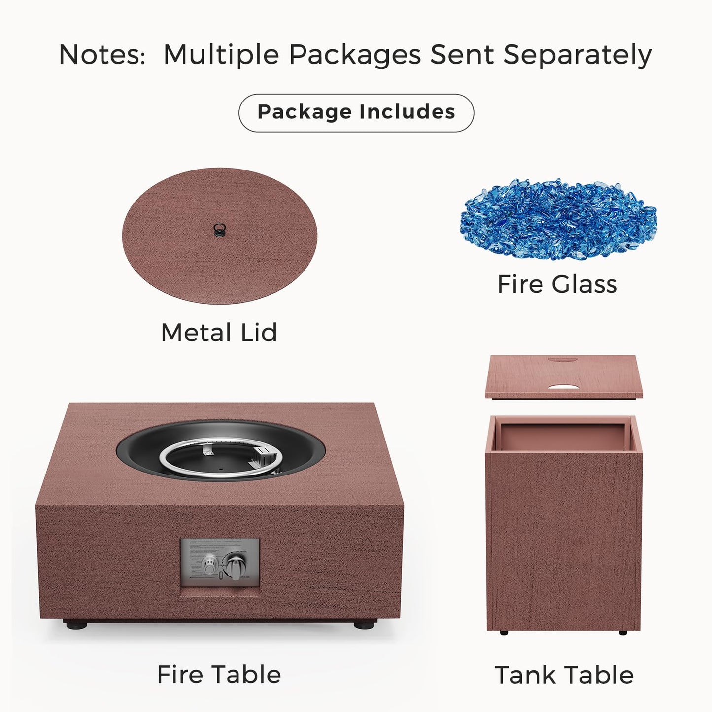 Jocoevol 2-Piece Propane Fire Pit Table 28 Inch Outdoor Gas Fire Pit 40,000 BTU with Tank Table Glass Rocks for Outside Patio Outdoor Backyard Deck Balcony, CSA Certified