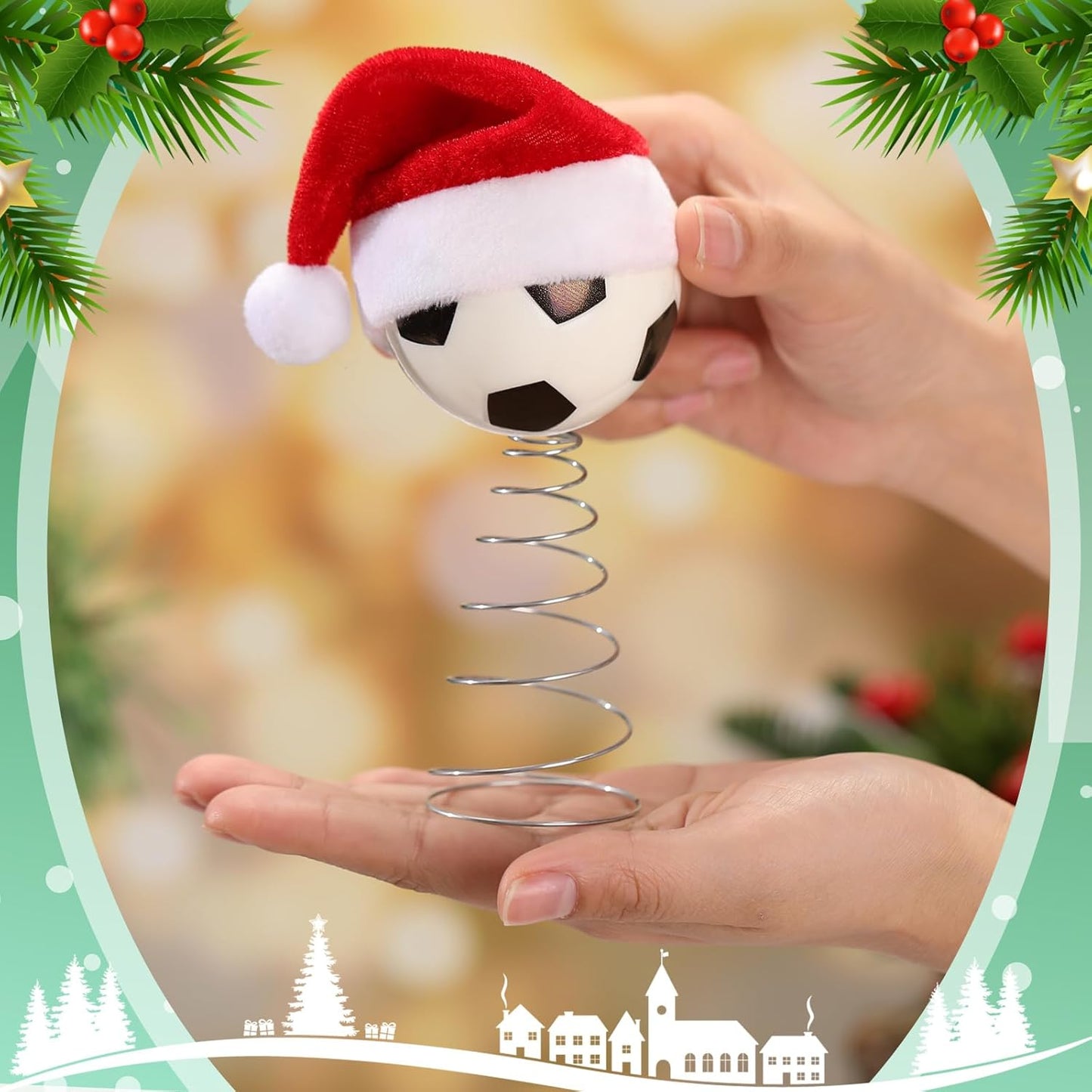 Soulchen 2.4 Inch Soccer Christmas Tree Topper Ornament - Tree Top Decor, Home Xmas Party & Tabletop Display - Gift for Men, Senior Fans, Players & Teams