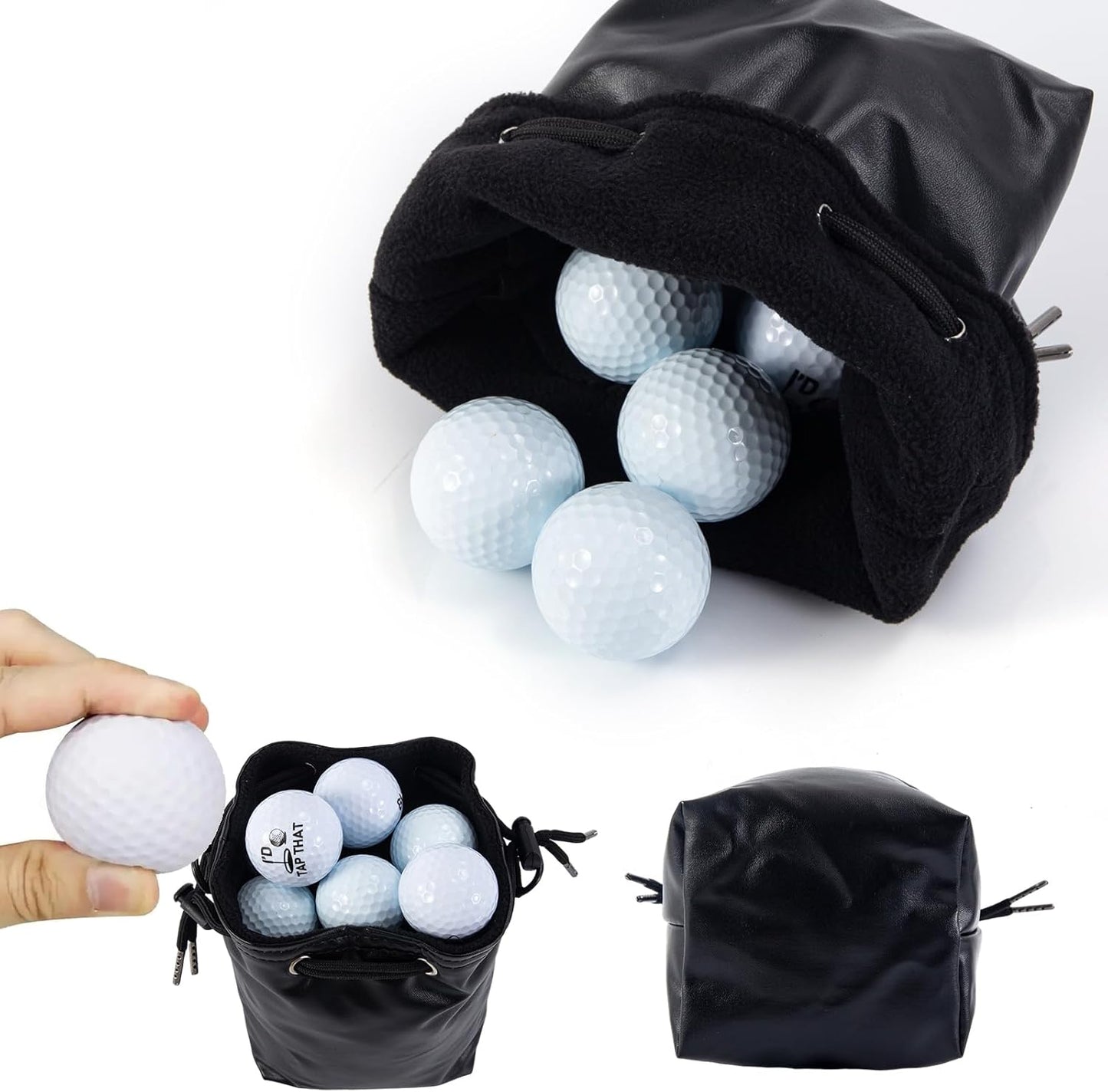 Golf Valuables Pouch with Drawstrings Golf Ball Bucket Bag Storage Golfs Tee Bag Pouch Waterproof Handbag Portable Golfs Accessories for Men and Women