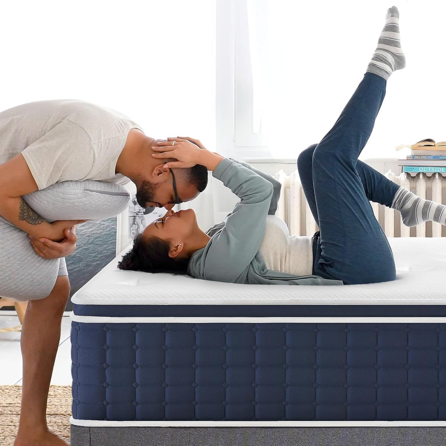Coolvie 14 Inch Calking Gel Memory Foam Mattress Hybrid, Double Cooling Calk Size in a Box Euro Top with CertiPUR-US Certified Foam for Hot Sleeper, Low Motion Transfer Supports for Any Sleep Position