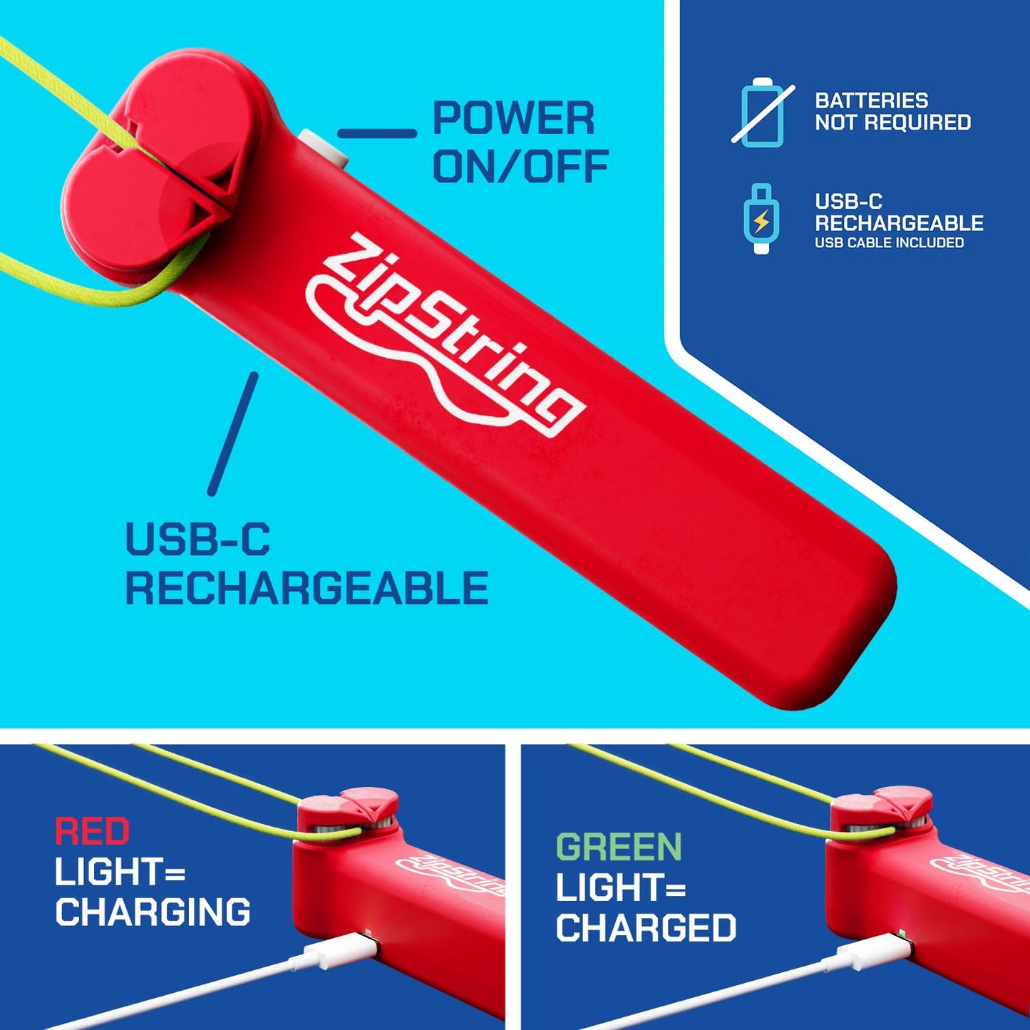 ZipString Original - As Seen on Shark Tank - Classic Rope Launcher Toy, Perfect for Kids & Adults - Fly a String Loop in The Air for Endless Tricks & Fun, Wonderment Awaits, Rock'it Red
