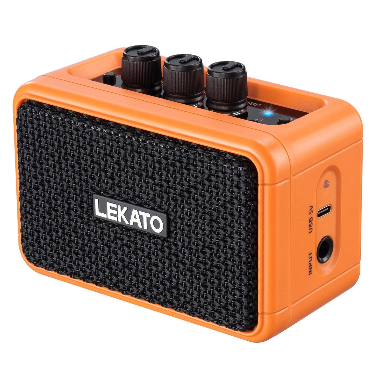 LEKATO Mini Guitar Amplifier AG-04, Dual Speakers 5W, Rechargeable Electric Guitar Amp Bluetooth with Clean Overdrive, 6H Workin