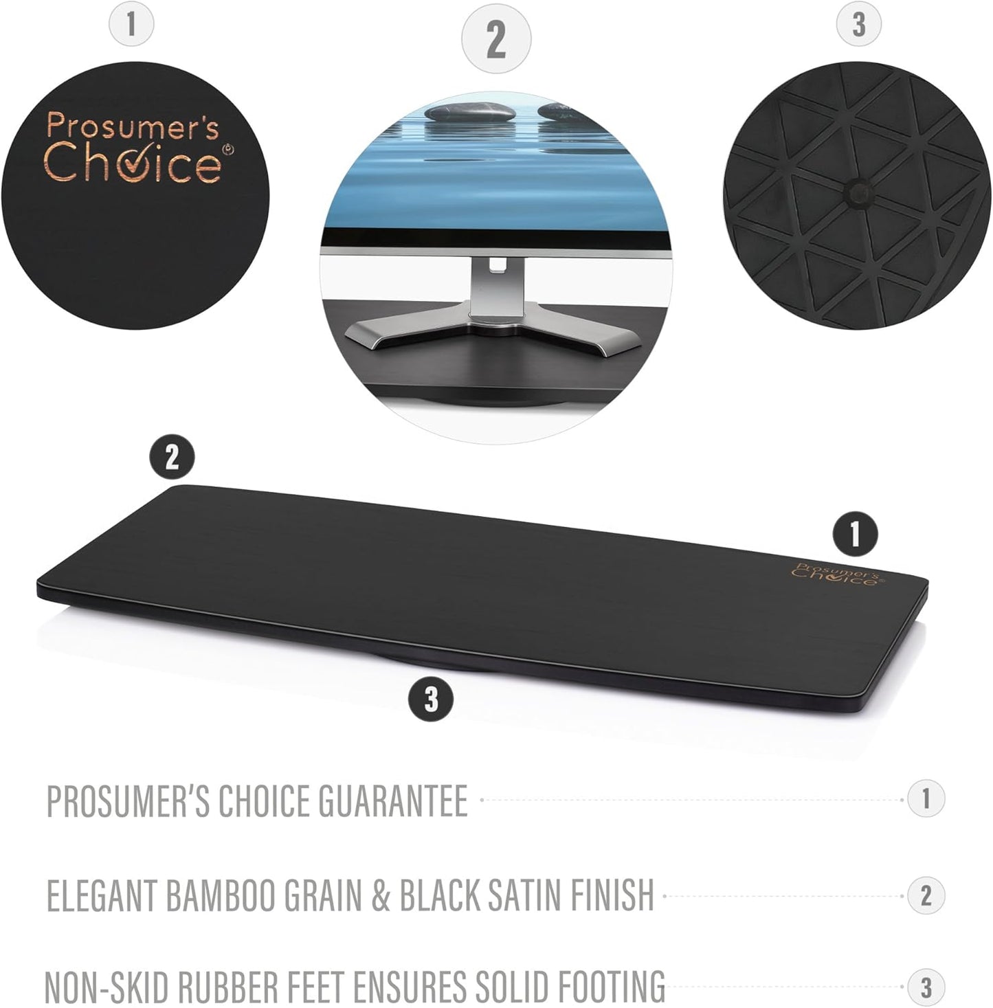 Prosumer's Choice Natural Bamboo TV Swivel Stand for LED/LCD TV, 31 & 21 inch Base Surface Black