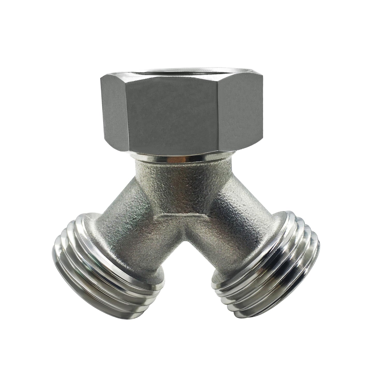 beduan Stainless Steel Garden Hose Splitter 2 Way Y Connector Heavy Duty for Outdoor Garden Faucet Hose Bib