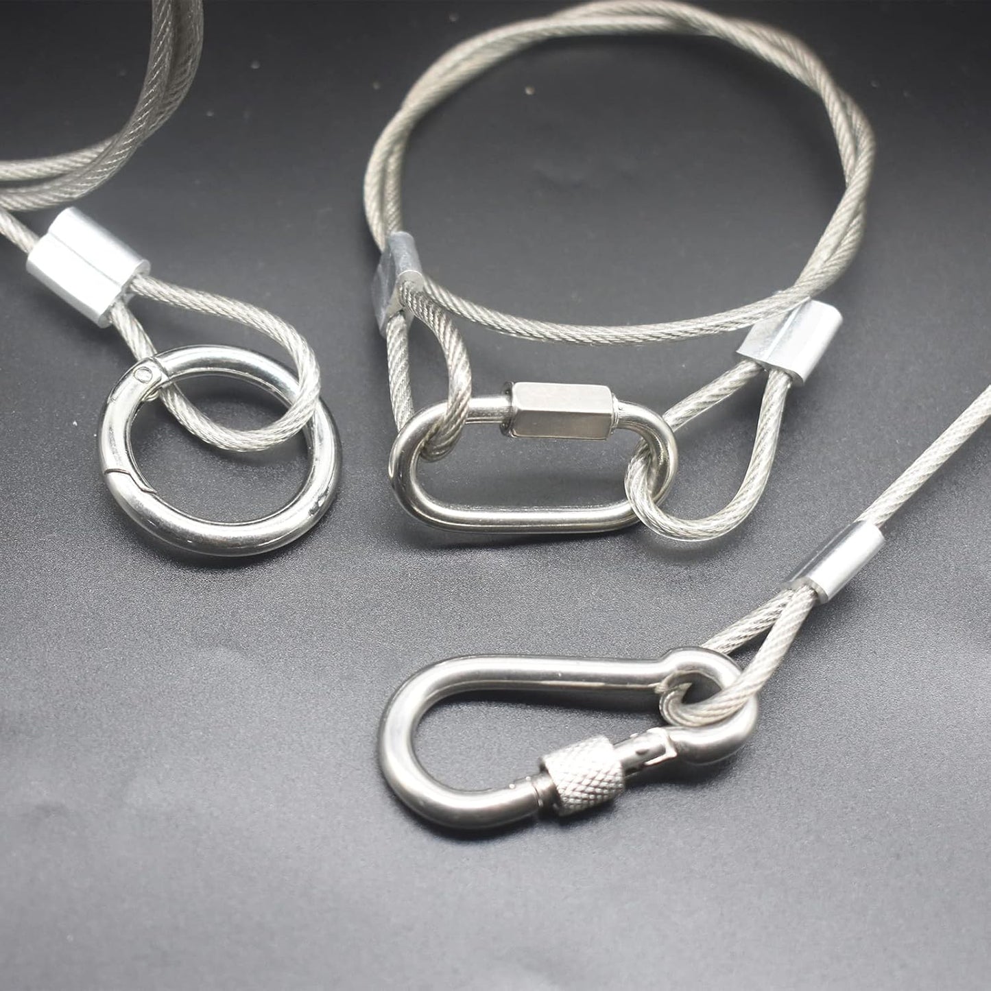 6 pcs 39 inch(100cm) 3mm Thickness Stainless Steel Wire Cable with Loops Vinyl Cover Coated Short Rope Lanyard Lock Safety Tether Chains,Clear