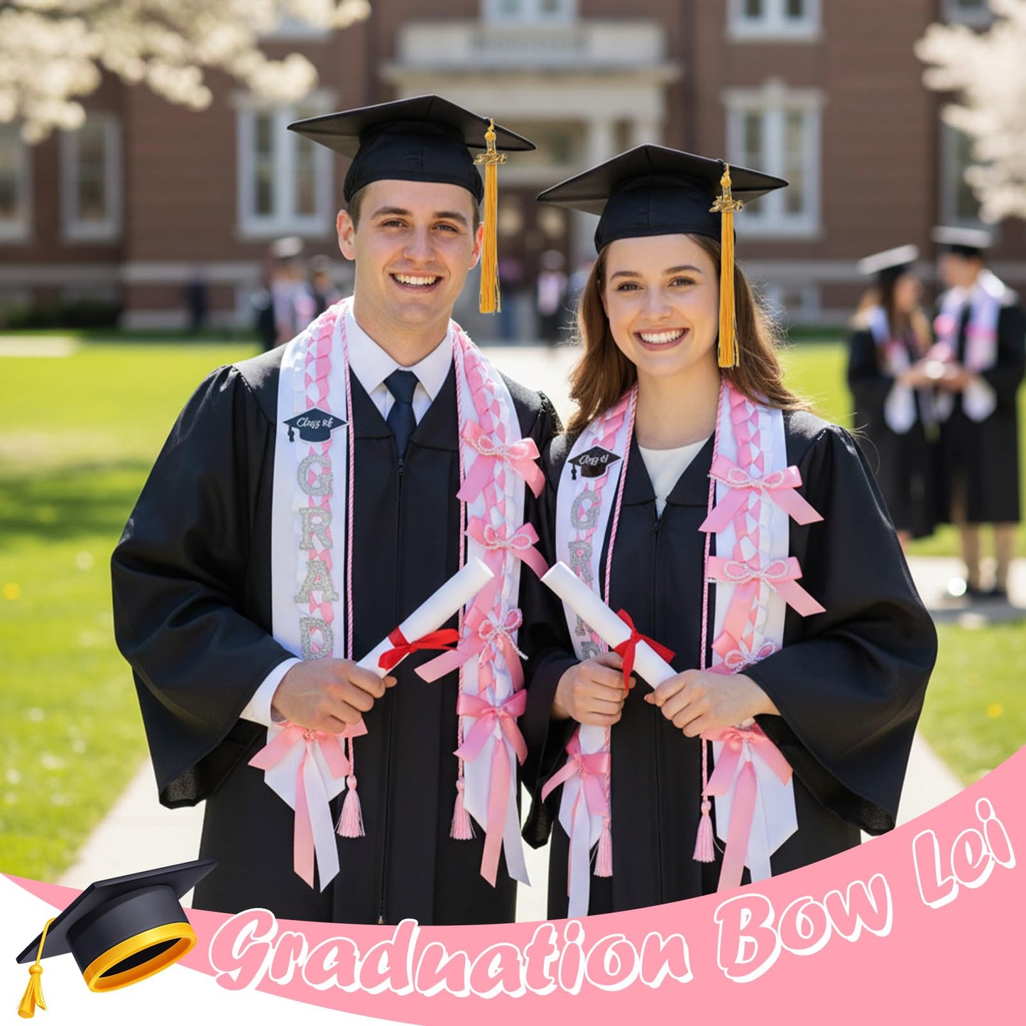 Hamdwerk Graduation Leis Class of 2026, Ribbon Leis Making kits for Graduation 2026, with Graduate Honor Cord and Tassel, DIY Braided Necklace Decorations for Graduate Gifts Party Supplies Accessories