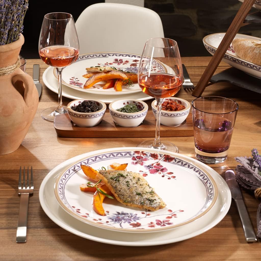 Villeroy & Boch Artesano Provencal Lavender Dinner Plate : Floral, 10.5 in, Premium Porcelain, White/Multicolored