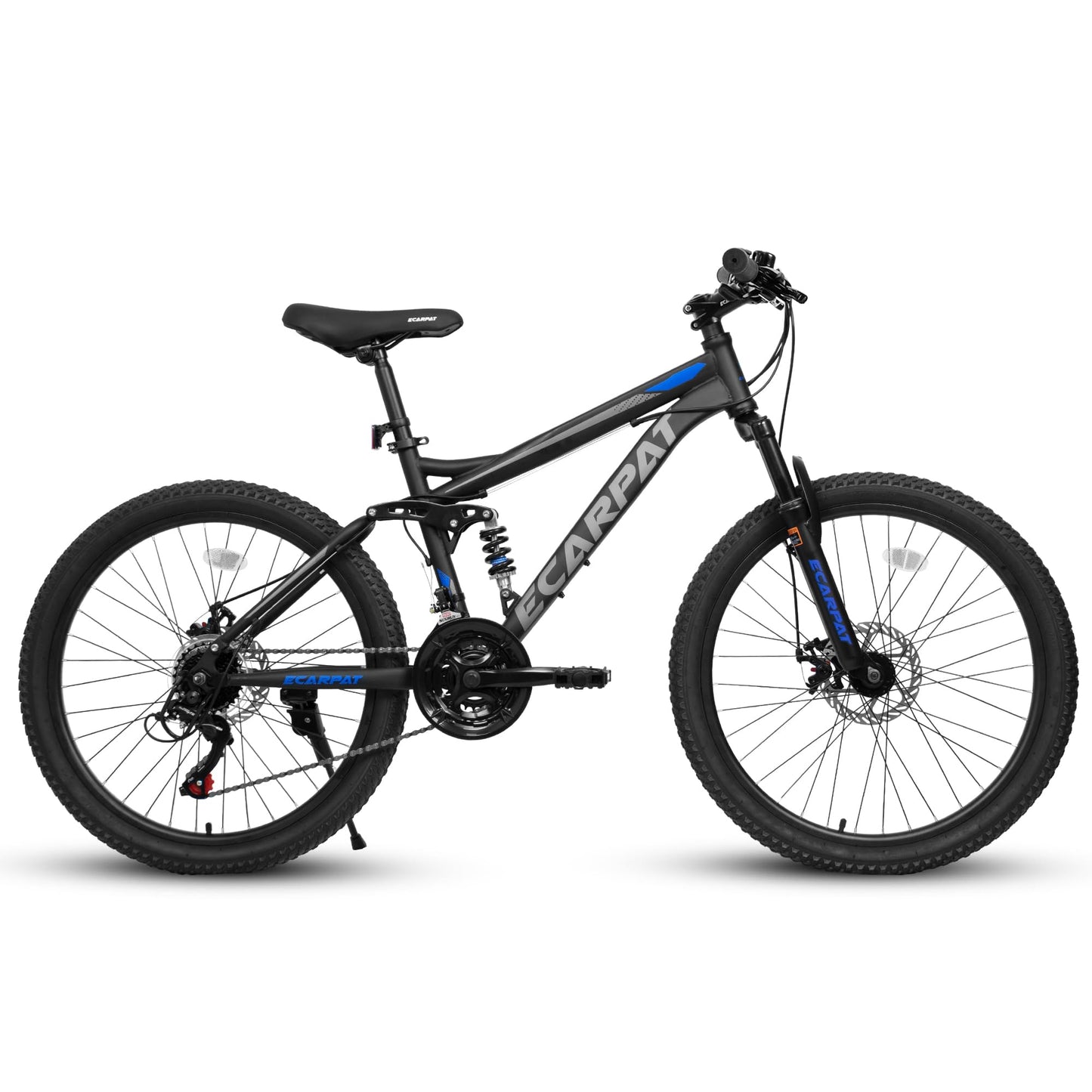 Ecarpat Full Suspension 26 Inch Mountain Bike, 21-Speed Mountain Bicycle with Disc Brake, Carbon Steel Frame, Trail Commuter City MTB Bike