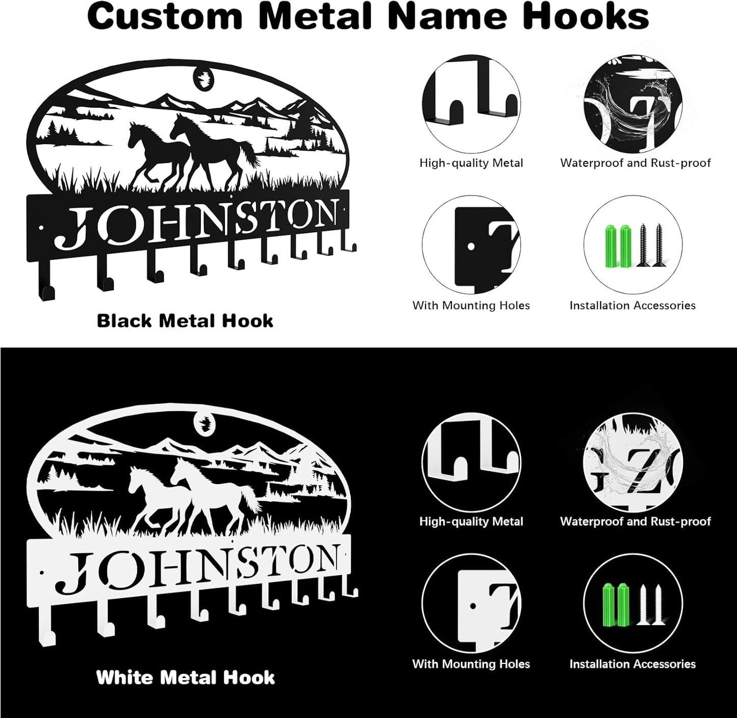 Personalized Galloping Horse Key Hook Wall Mount,Fashion Wall Key Holder of Galloping Horse in Mountain Landscape,Metal Key Rack for Wall Decor,Office,Entryway