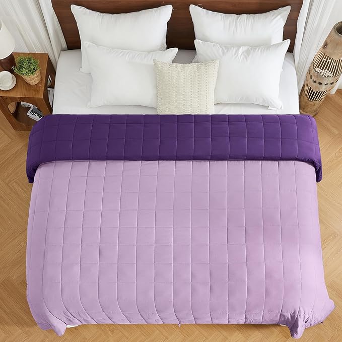 yescool Weighted Blanket for Adults (25 lbs, 88” x 104”, Purple) Cooling Heavy Blanket for Sleeping Perfect for 240-260 lbs, King Size Breathable Blanket with Premium Glass Bead