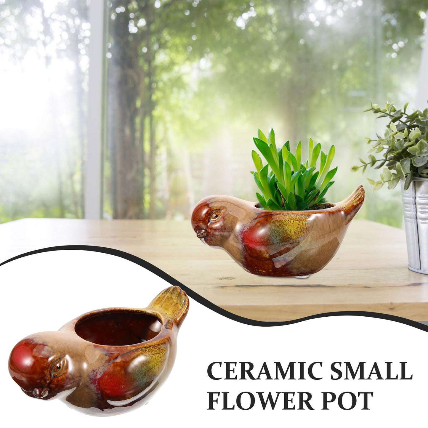 JOYOFREELY Ceramic Bird-Shaped Succulent Planter Pot for Indoor Balcony Plants Small Decorative Flower Pot Porcelain Pottery Plant Container for Home Garden