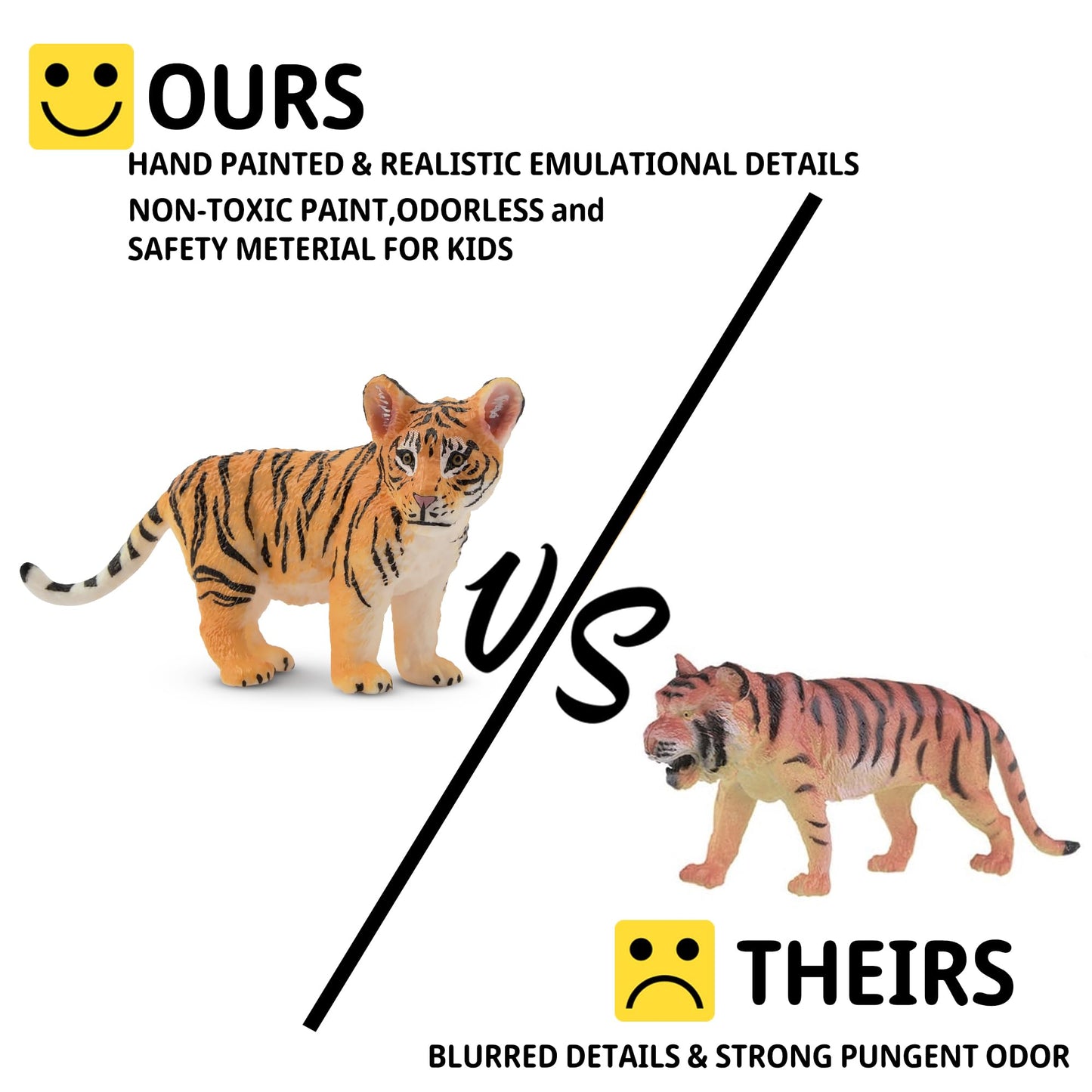 Toymany 12 Safari Animal Figurines, High Emulational Baby Plastic Zoo Animals, Lions Tigers Leopards Figure Toy Set, Easter Eggs Cake Toppers Christmas Birthday Gift for Kids Toddlers