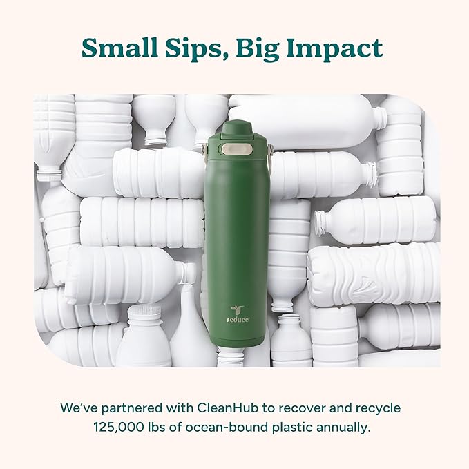 REDUCE Aura Vacuum Insulated 26 oz Water Bottle - Leak-Proof & Chug Spout for Quick Hydration - Keeps Drinks Cold for 30 Hours - Removable Handle for Travel or Gym - Soft Sit Base - Dragonfruit