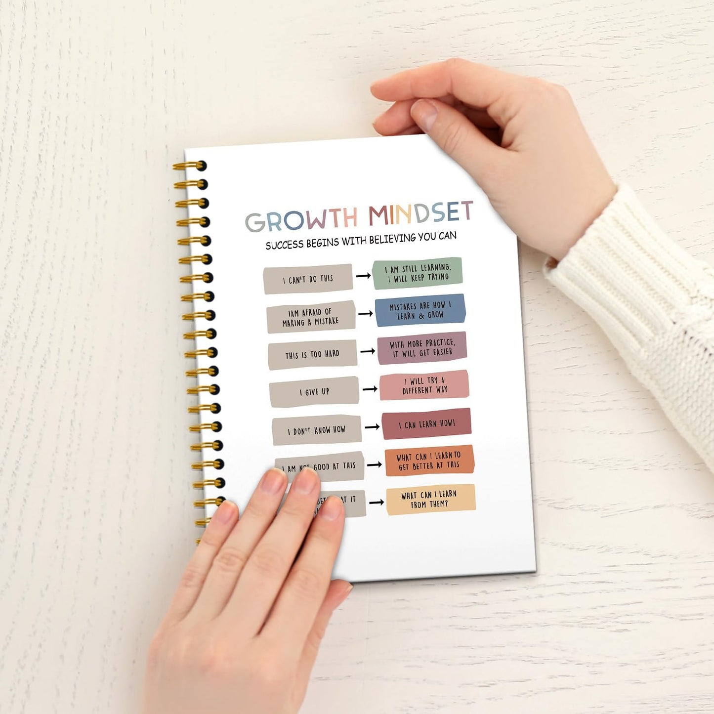 Positive Affirmations Notebook 5.5×8.3,Mental Health Notebook,Growth Mindset Journaling Notebooks Spiral,Mental Health College Ruled Notebook,160 Pages