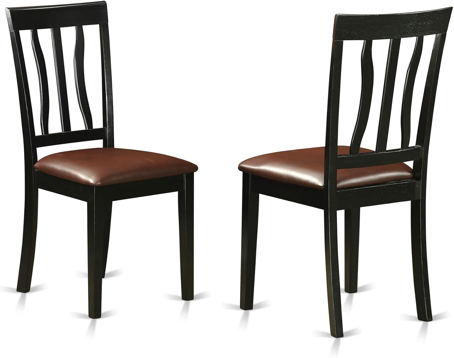East West Furniture LGAN9-BLK-LC 9 Piece Dining Table Set Includes a Rectangle Dinner Table with Butterfly Leaf and 8 Faux Leather Dining Room Chairs, 42x84 Inch, Black