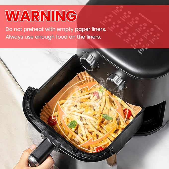 1000Pcs Air Fryer Paper Liners, 8" Square Air Fryer Liners Disposable, Heavy-Duty Parchment Paper for 5-8 qt Airfryer Basket, Non-Stick Baking Liner for Oven Pan