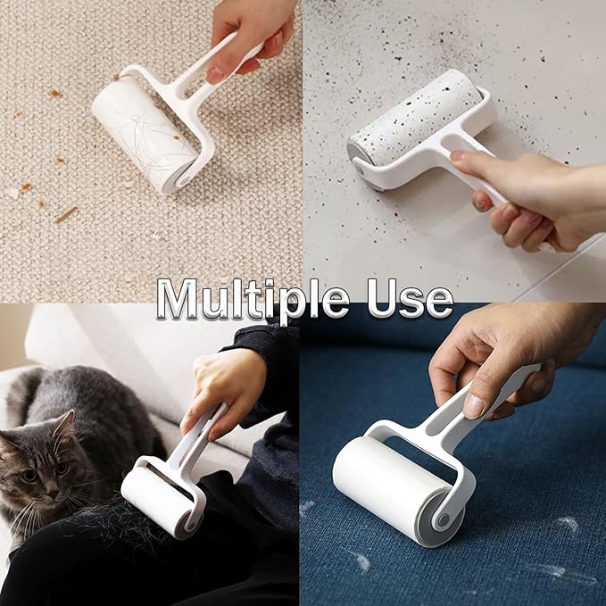 Lint Rolle 300 Sheets,Pet Hair Remover Kit,1 Handle with 5 Extra Sticky Lint Roller for Carpet,Car Seats,Clothes,Dust,Cats,Dogs (White)