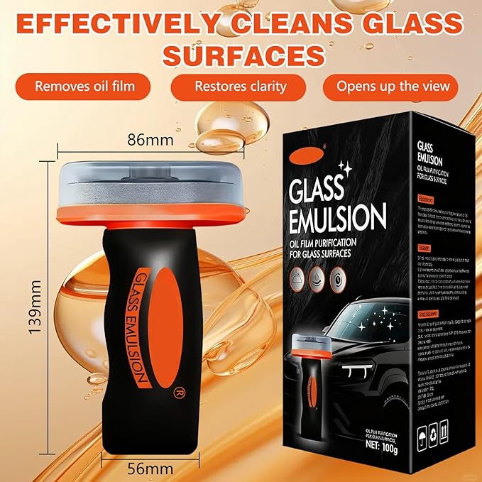 2Pcs Glass Oil Film Remover for Car, Automotive Oil Film Cleaning Brush for Car Windows, Removes oil film & Smudges, Improve Windshield Clarity and Visibility for Safe Driving