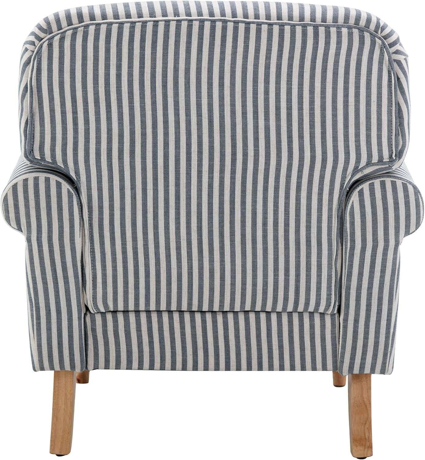 Mid Century Modern Accent Chair Linen Fabric Armchair Wide Reading Chairs Upholstered Lounge Chair for Bedroom/Living Room/Reception Room, Blue Stripe