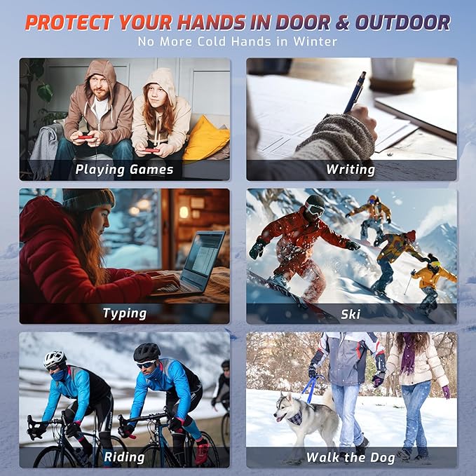 Heated Gloves for Men Women- Rechargeable Electric Full&Half Hands Heated Gloves Outdoor Work Arthritis Pain Relief Hot Compress Hand Warmers for Cycling Skiing Hunting