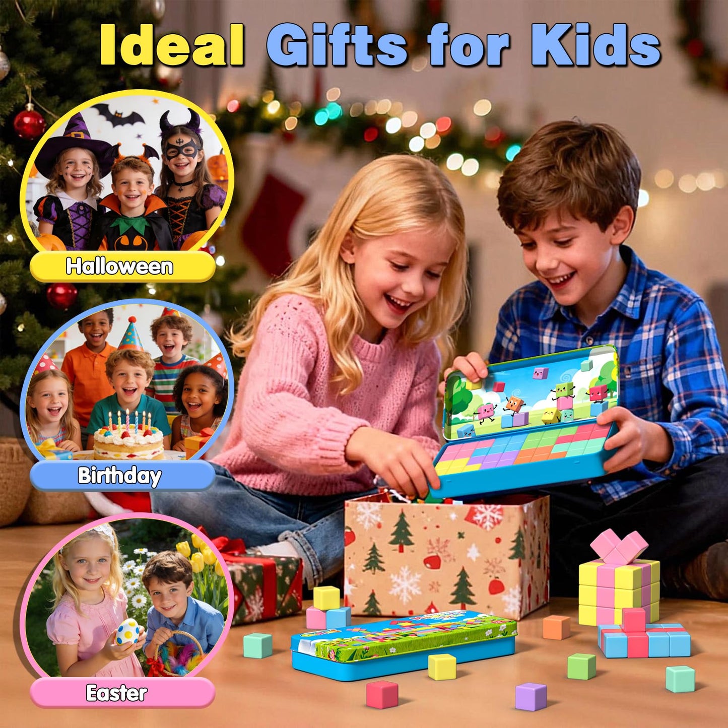 Goodtiles Mini Magnetic Blocks, Travel Outdoor Toys for Kids Ages 3-5 4-8, Magnet Cubes with Iron Box, STEM Montessori Sensory Building Toys, Ideal Gifts for Toddlers Boys Girls Birthday