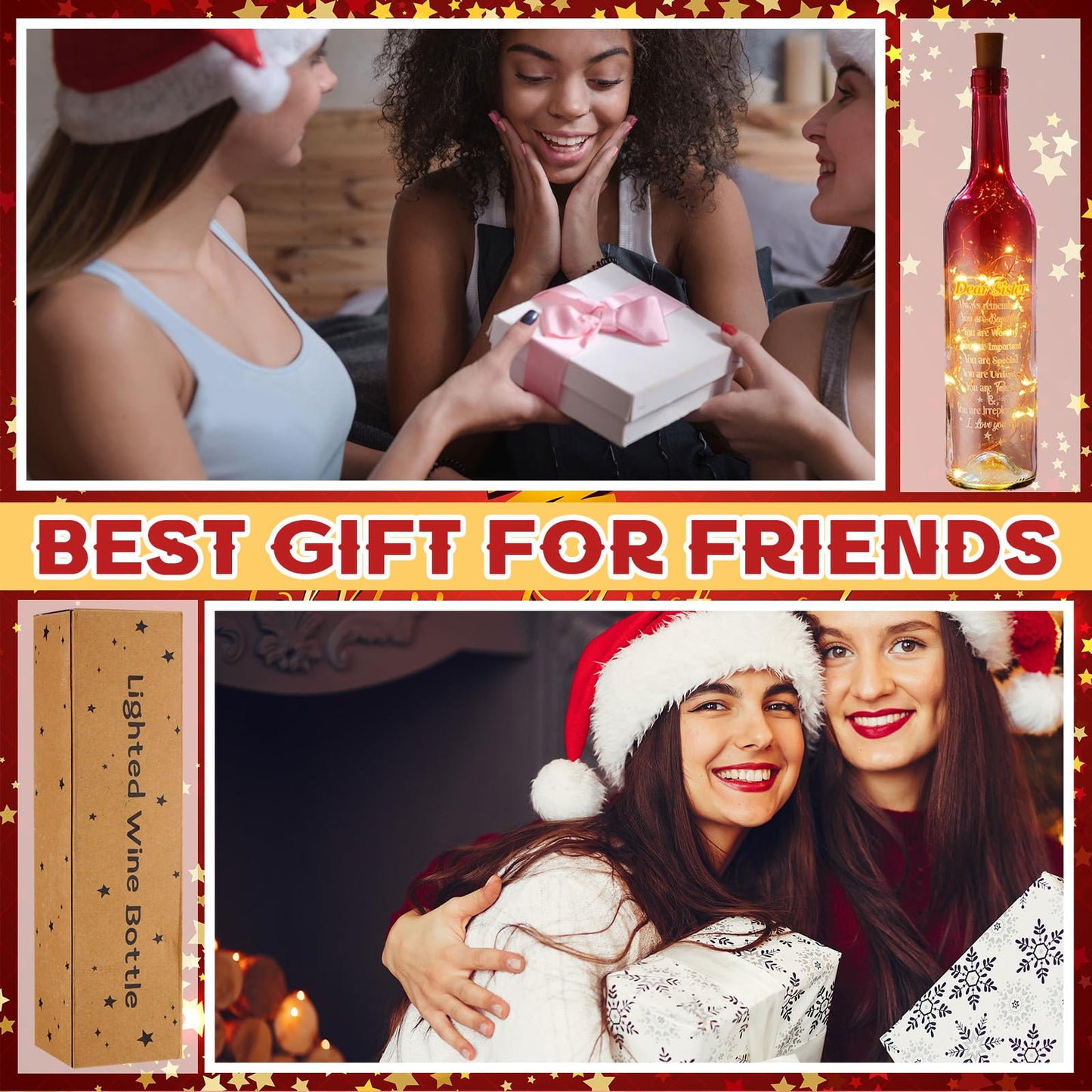 Umigy Best Sister Gifts for Women Wine Bottle Lights with Cork Gifts from Sisters Light up Lamp Decor Mini Fairy LED Glass Waterproof Liquor Bottle Light for Wedding Home Birthday Holiday Party Decor