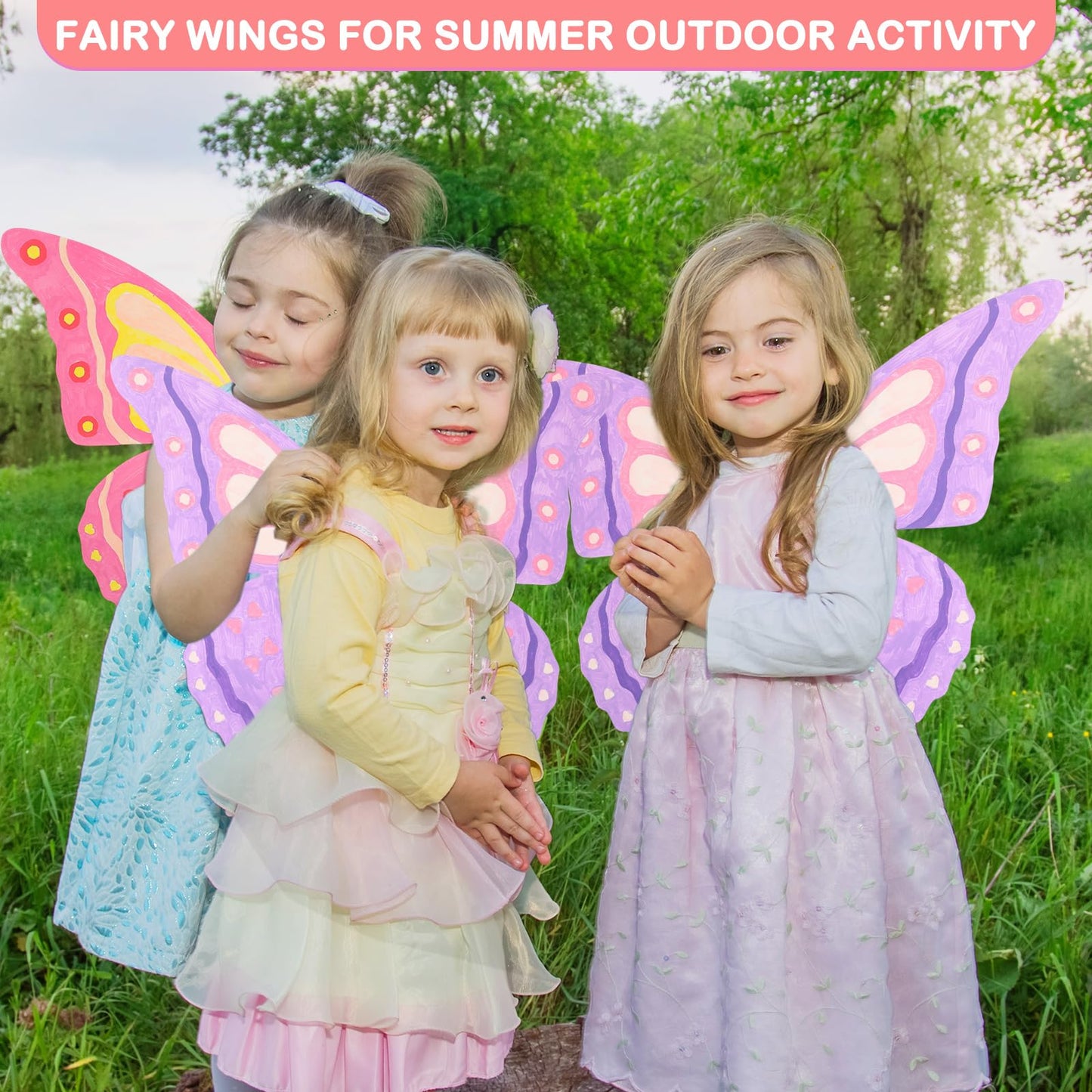 Hollowfly 12 Pack Toddler Kids Butterfly, DIY Fairy Dress up Wings Bulk, 20.5x15.8 Inch Decorate Your Own Butterflies Wings for Birthday Butterfly Party Halloween Costume Accessory (Line Art Style)