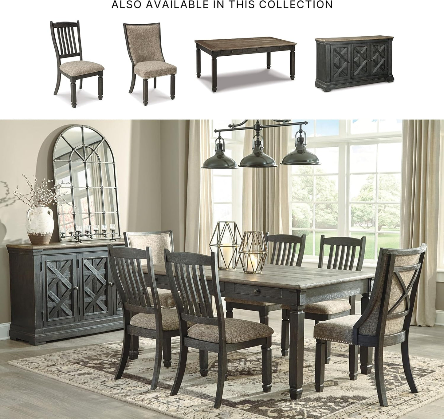 Signature Design by Ashley Tyler Creek 20" Dining Room Upholstered Chair, 2 Count, Antique Black