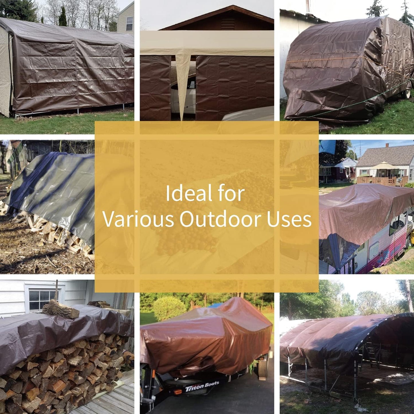 GUARD SHIELD Brown Tarp 6x8 Feet Waterproof Tarps Lightweight Camping Tarp Outdoor Multi Purpose Poly Cover 6mil
