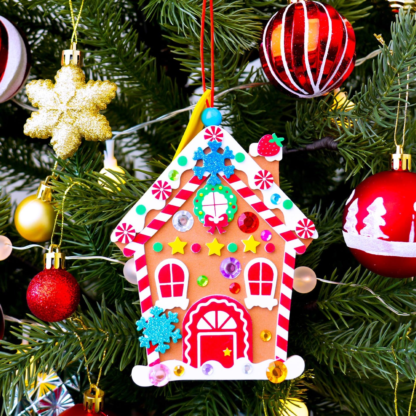 Winlyn 24 Sets Christmas Craft Kits Winter Crafts DIY Gingerbread House Ornaments Decorations Art Sets Festive Foam Stickers Holiday Arts and Crafts for Kids Home Classroom Activities Party Favors