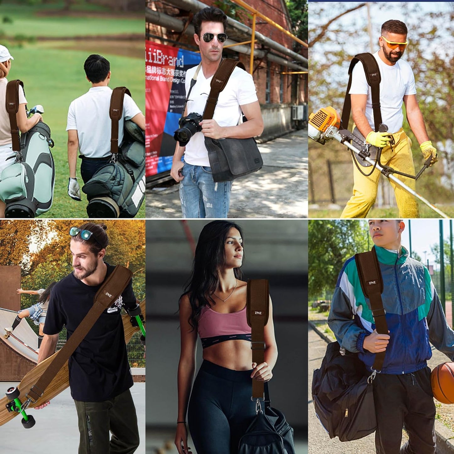 ZINZ 79.5" Universal Bag Strap with Ultra-Thick Fixed Breathable Pad Adjustable Heavy-Duty Shoulder Strap for Laptop Bag Crossbody Luggage Gym Bag Camera Bag and More -B01R01