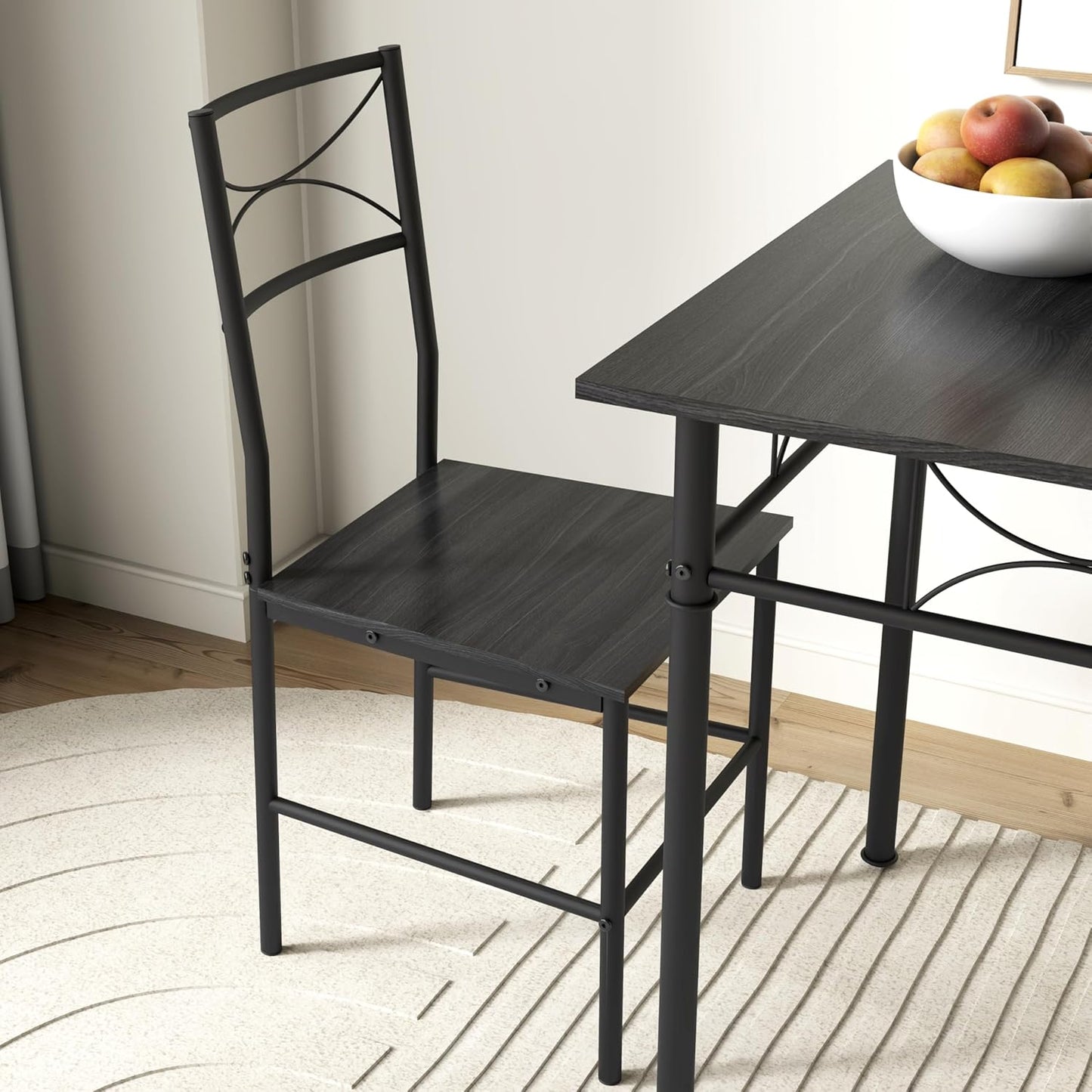 JOIN IRON 3-Piece Kitchen Dining Room Table Set for Small Spaces,Iron Wood Square Table with 2 Chairs for Kitchen Dining Room Furniture (Ash)