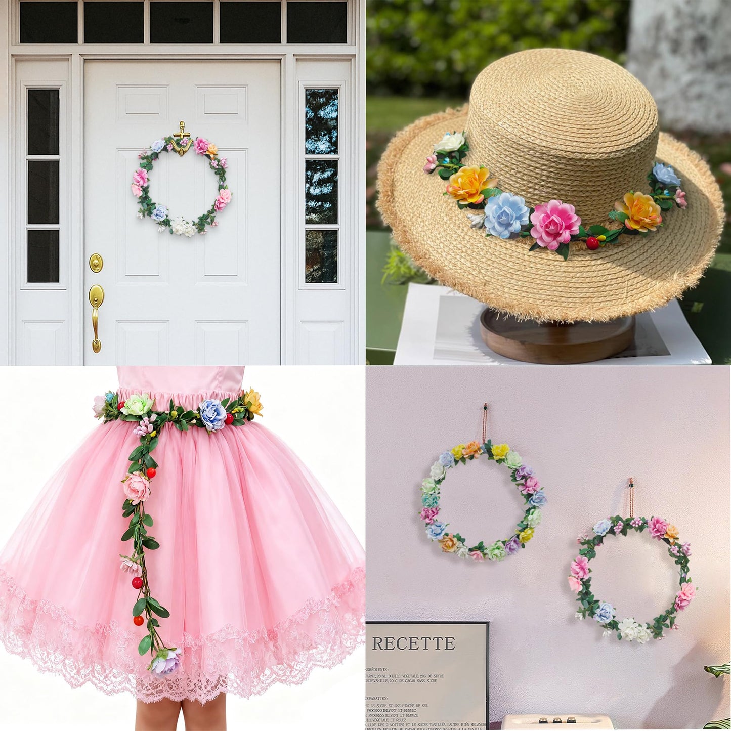 Yiranok Flower Crowns Making Kit,20 Sets Make Your Own Flower Crown Crafting Kit Blooming Rose Wreath Headband and Bracelet Making Kit DIY Floral Crown Wedding Party Fairy Hair Accessories Gift