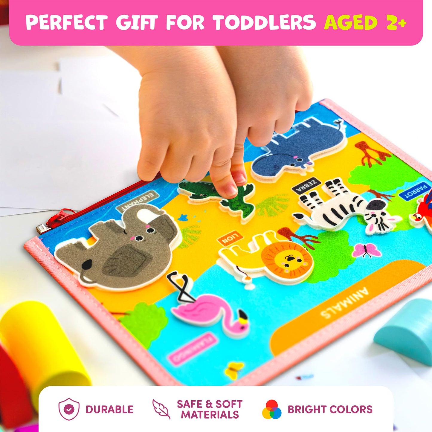 Clever Fox Play Busy Book for Toddlers 1-3 Year-Old – Baby Busy Board Book – Montessori Felt Activity Board for Learning Fine Motor Skills, Car Airplane Travel Toy – Birthday Gift for Girls Ages 1+