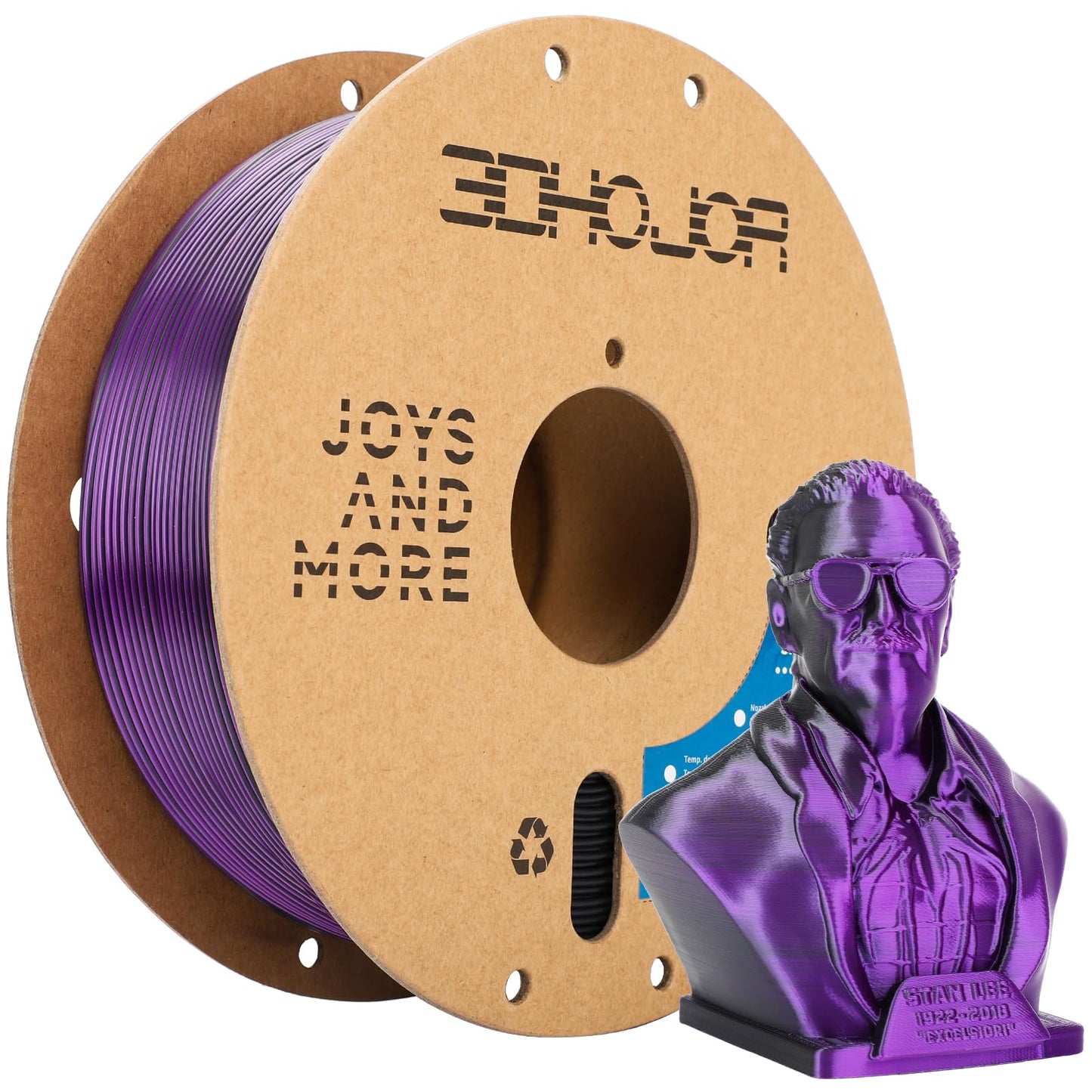 3DHoJor Silk PLA Filament 1.75mm Black Purple Dual Color PLA 3D Printer Filament 2 in 1 Coextrusion 1KG Spool(2.2lbs) 3D Printin