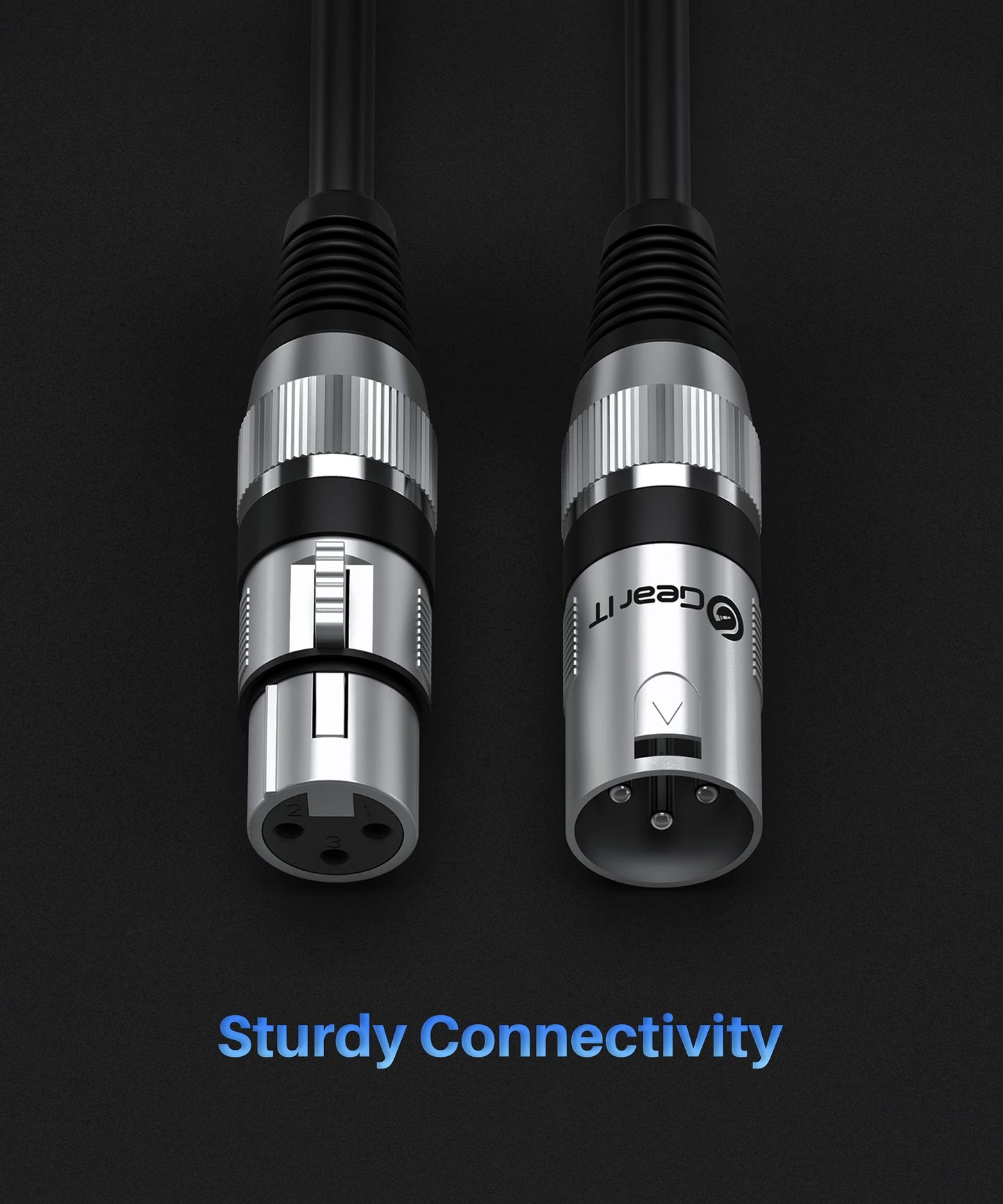 Gearit Xlr Male To Female Microphone Cable (50 Feet) 3-Pin Balanced Shielded Mixer, Recording Studio, Podcast - Black, 50Ft