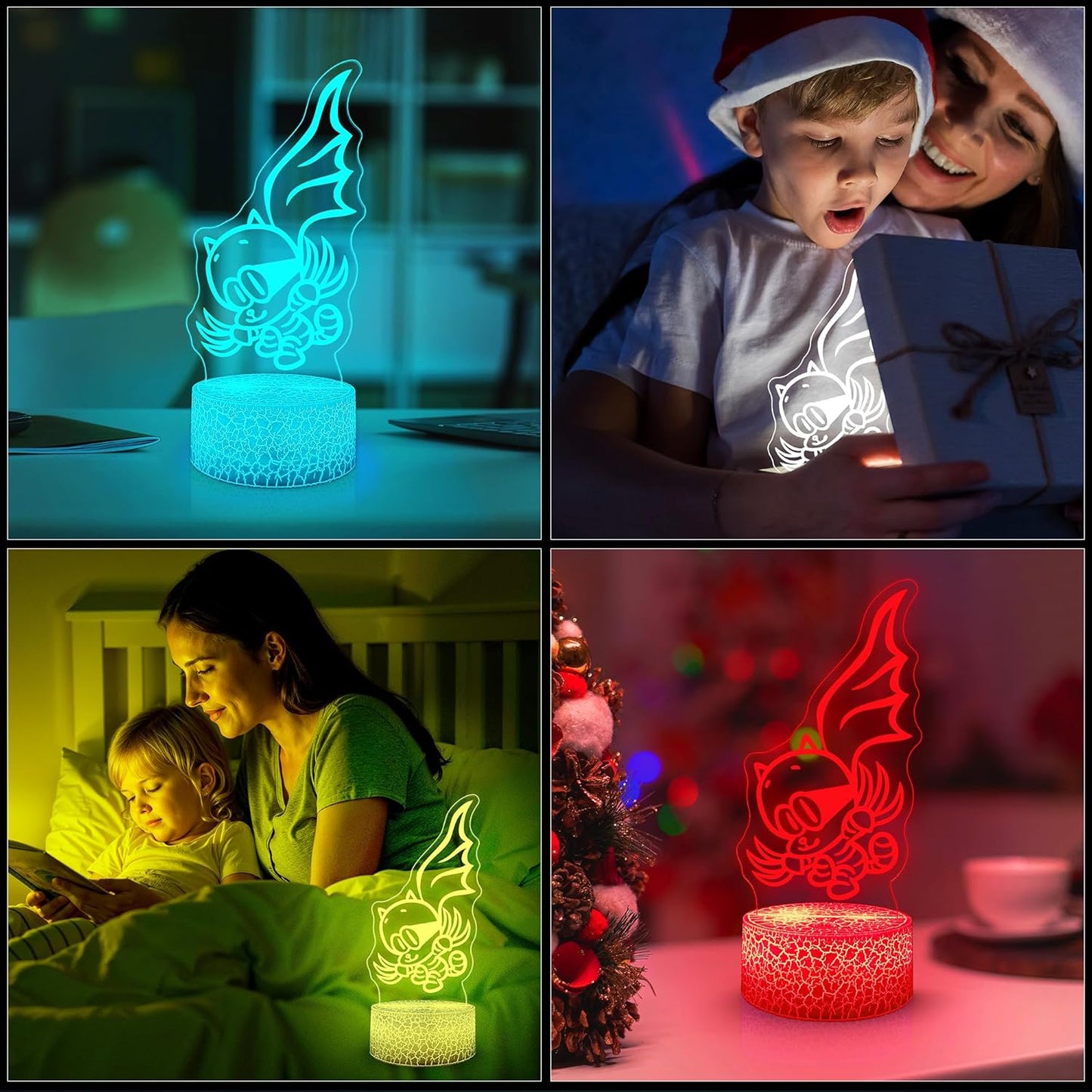 Officially Licensed Dog Man Night Light - Cat Kid LED Glow Light with Removable 7 Colors Base, Kids Bedroom Decor Bedside Lamp, Night Light for Kids, Christmas Birthday Gifts for Boys & Girls