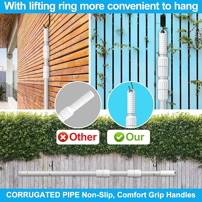 YEECHUN Professional 15 Foot Swimming Pool Pole Telescopic Aluminum Fits Pool Net Skimmer Rake Vacuum Head Brush Cleaning Equipment Heavy Duty,for Skimmer Nets, Vacuum Heads and Brushes
