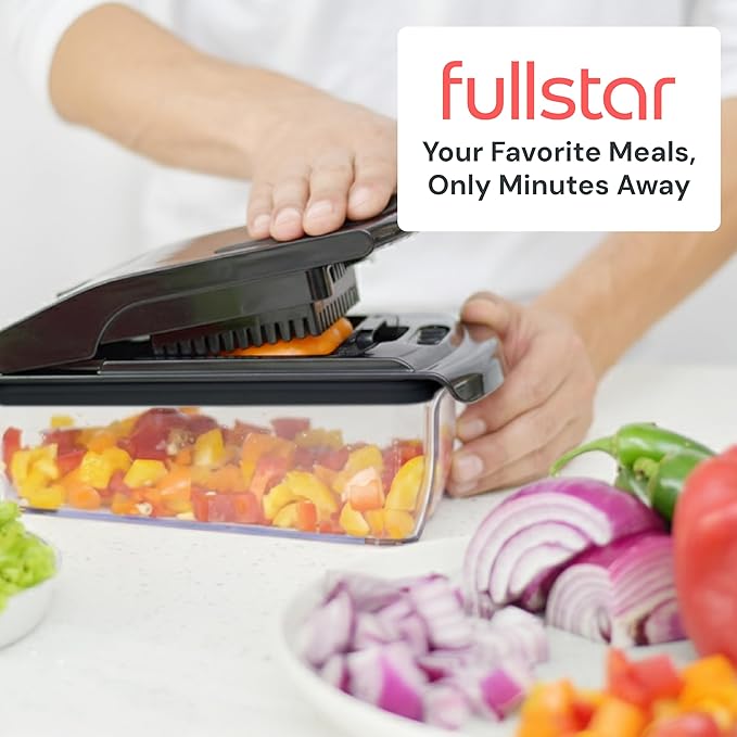 Fullstar The Original Pro Chopper - Vegetable Chopper and Spiralizer, Food Chopper with Container, Fruit Slicer, Kitchen Gadgets & Gifts, Home Essentials (7 in 1, Black)