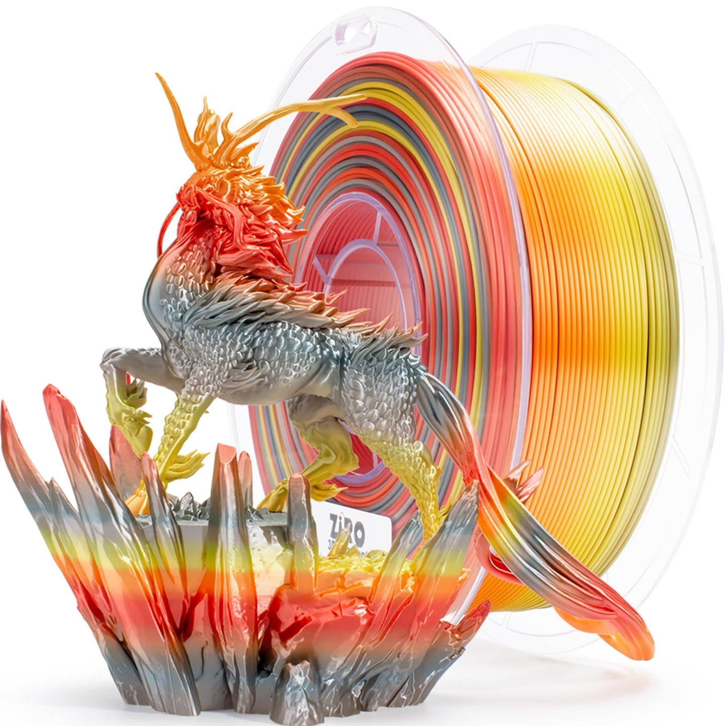 ZIRO Fast Color Changing PLA Filament, 1.75mm Color Gradient Shine Material, Glossy Rainbow PLA Filaments, Fit Most 3D Printer P
