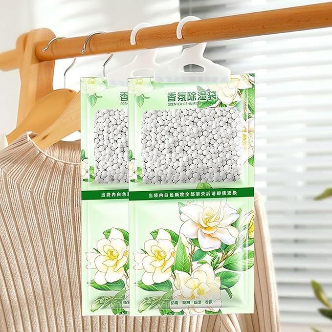 Closet Moisture Absorbers, Hangable Dehumidifier Bags, Scented Humidity Remover Packs for Dormitory Apartment Home Closet Wardrobe Bathroom Laundry Storage Basement RV Garage Odor Control