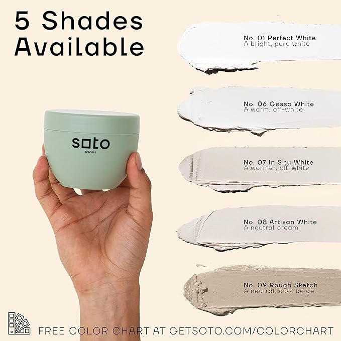 soto Large Hole Repair (Up to 4"), White Spackle, 7-Piece Kit (No. 01 Perfect White) - High Strength Hole Repair Kit for use on: Walls, Drywall, Ceiling, Furniture, Cabinets