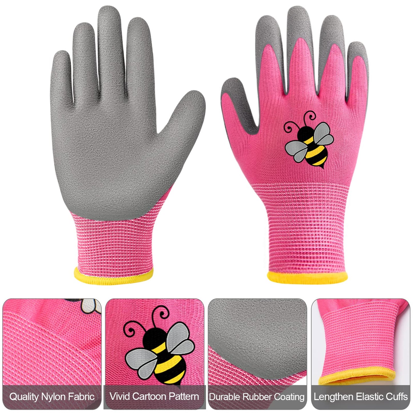 Yumoin 18 Pairs Kids Gardening Gloves Children Garden Glove Foam Rubber Coated Yard Work Gloves for Kids Toddlers Youth Boys Girls (Medium (Age 6-8))